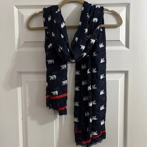 Navy Scarf with Polar Bear Print